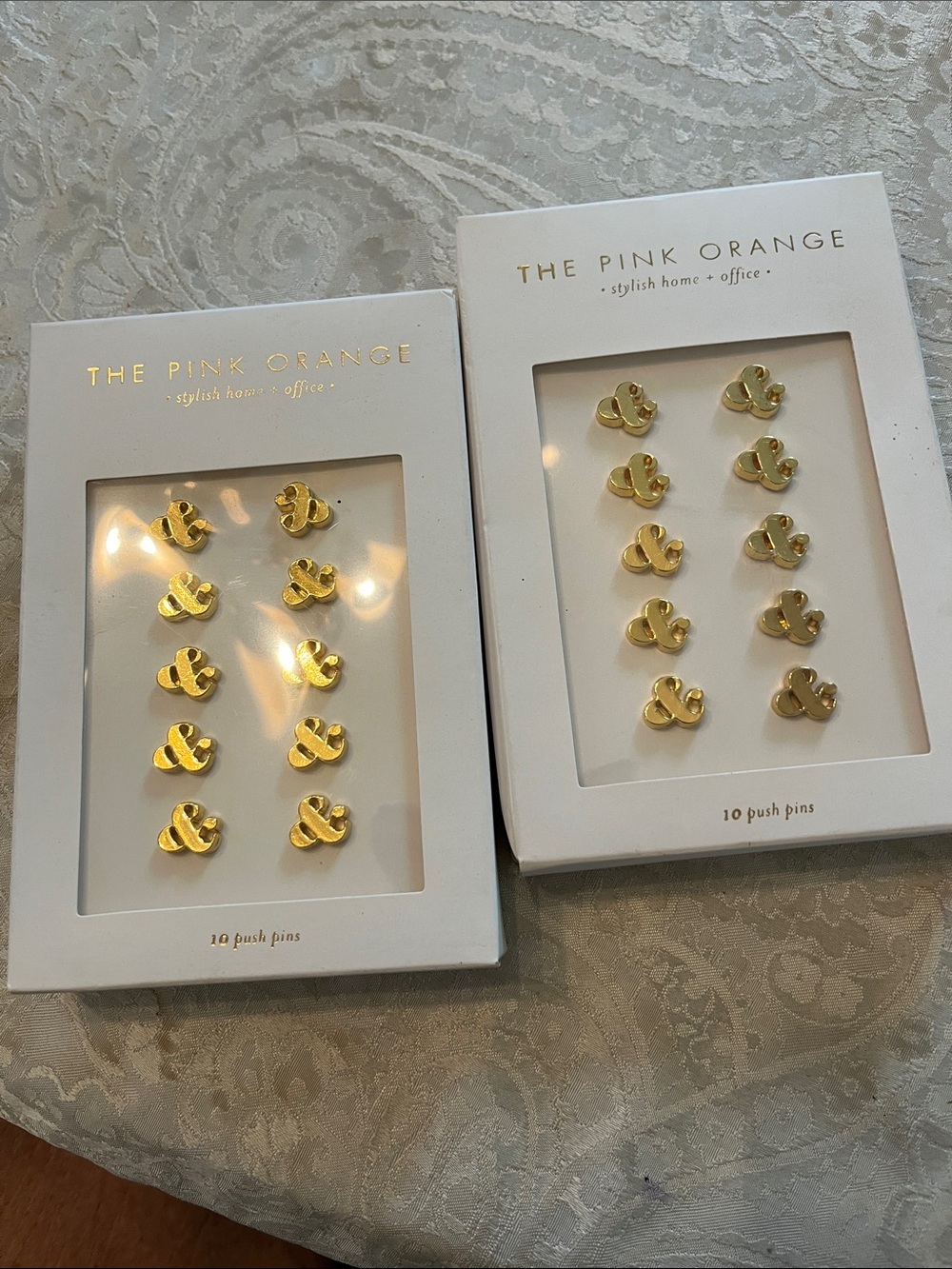 The Pink Orange Gold Ampersand Push Pins - 10 Pack Set of 2 NWT